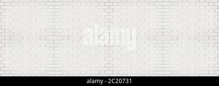 Abstract white brick wall texture for your design background or wallpaper. Panorama picture. Stock Photo
