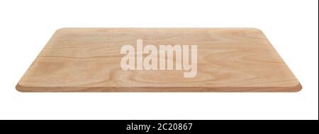 Empty wood cutting board Isolated on white background. Stock Photo