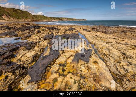 Scalby Mills Sands, Looking North, Scarborough, East Yorkshire, England Stock Photo
