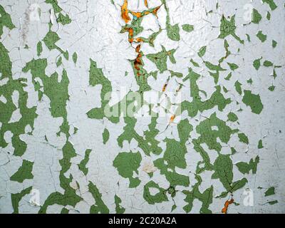 Texture of blue cracked paint on the wall. Stock Photo