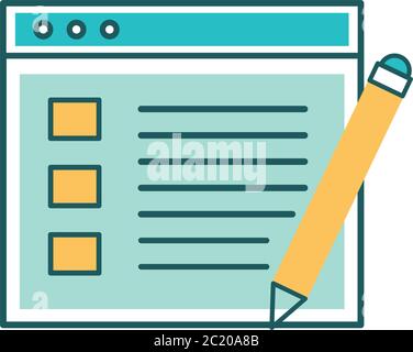 Website page with pencil line and fill style icon design, Technology internet media layout development and communication theme Vector illustration Stock Vector
