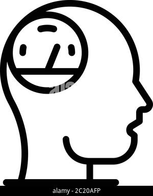 Speedometer in the head icon, outline style Stock Vector