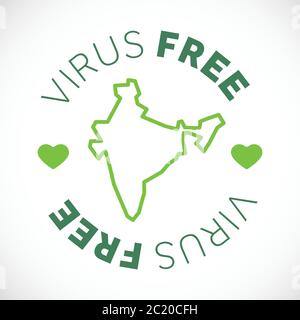 India map cornavirus free zone. Virus clear area. Stock Vector