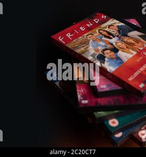 Collection of Friends DVDs. The hugely popular sitcom has recently been criticised for it lack of racial diversity in the light of the BLM campaign. Stock Photo