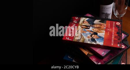 Collection of Friends DVDs. The hugely popular sitcom has recently been criticised for it lack of racial diversity in the light of the BLM campaign. Stock Photo