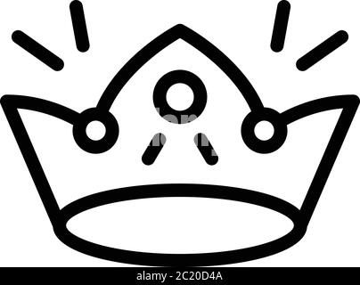 Shiny crown icon, outline style Stock Vector