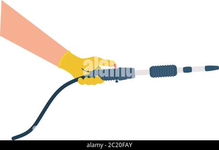 Hand holding spray hose design, Disinfection service and clean theme Vector illustration Stock Vector