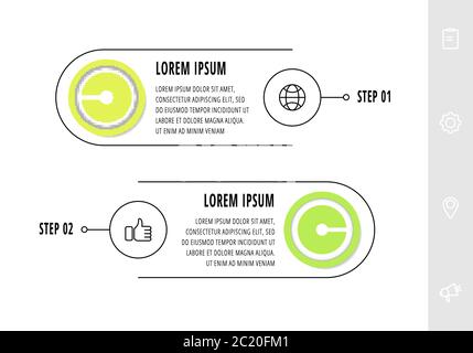 Infographics circles with 2 steps, options. Line vector template. Can be used for diagram, business, web, banner, workflow layout, presentations Stock Vector