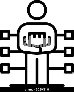 Multitasking man icon, outline style Stock Vector