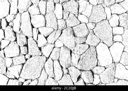 Natural stone wall texture isolated on white background. Seamless pattern Grunge effect Old vintage style illustrations Stock Vector