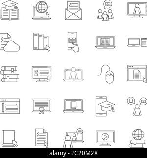 silhouette style icon set design, Education online and elearning theme Vector illustration Stock Vector