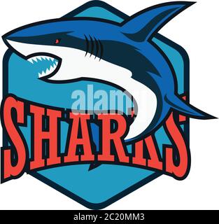 blue sharks logo with text space for your slogan / tag line, vector illustration Stock Vector