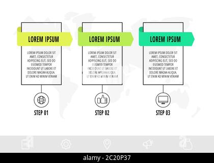 Timeline creative design linear infographics template. Business vector illustration with 3 options, arrows. Can be used for diagrams, presentations Stock Vector