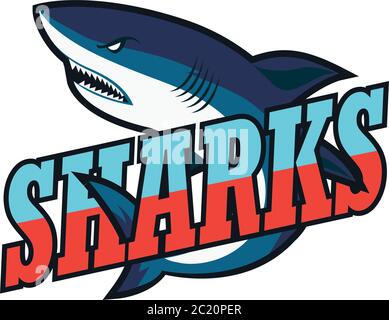 blue sharks logo with text space for your slogan / tag line, vector illustration Stock Vector