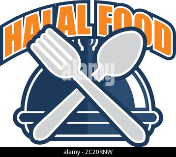 halal (permissible) food logo for Muslim Products. vector illustration Stock Vector