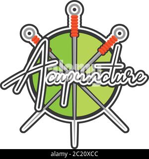 acupuncture therapy logo isolated on white background, vector illustration Stock Vector