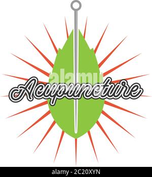 acupuncture therapy logo isolated on white background, vector illustration Stock Vector