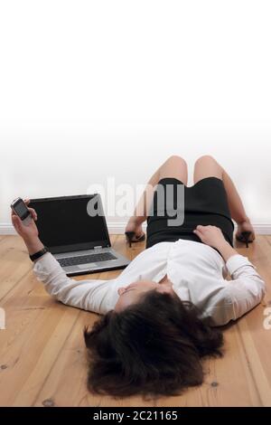 Businesswoman has finished work Stock Photo