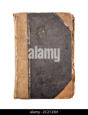 Old book cover isolated on white background with clipping path Stock Photo