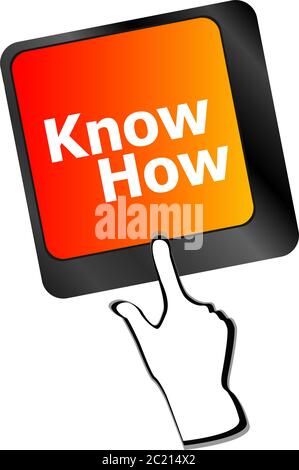 know how knowledge or education concept with red button on computer keyboard Stock Photo