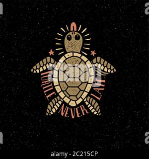 sea turtle shows tongue Stock Vector
