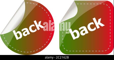 back word on stickers button set, label Stock Photo