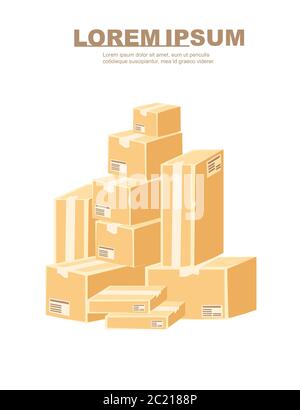Packaging Container High Stack Icon Container Stack Icon. Flat Color Design. Vector Illustration Stock ...