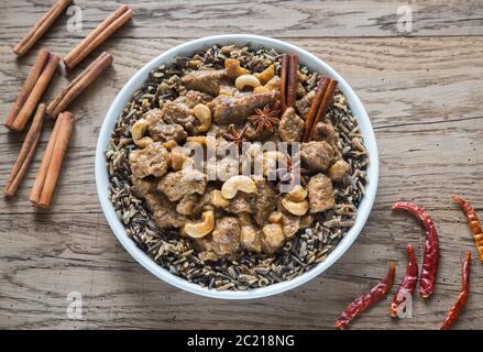 Thai Massaman Curry on the wooden background Stock Photo