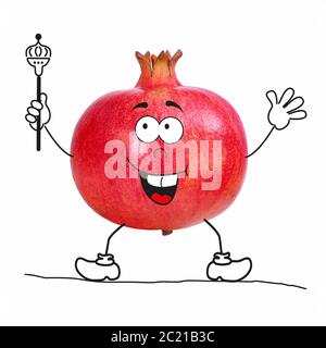 Pomegranate with cartoon characters Stock Photo