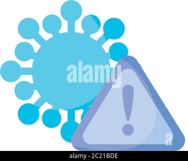 particle virus covid 19 with alert signal , flat style icon Stock Vector