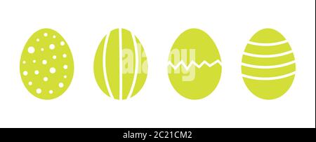 Green pastel Easter eggs with patterns. Flat design vector illustration. Stock Vector