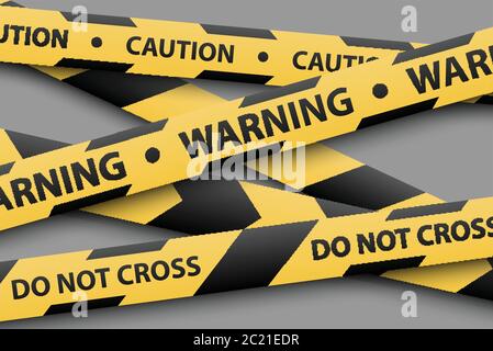 Warning sign, yellow and black stripe tapes, vector illustration Stock Vector