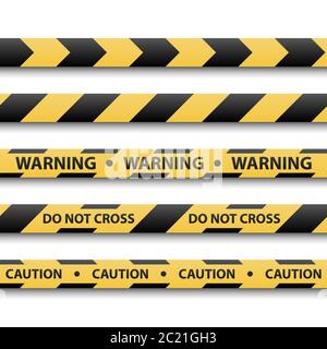 Warning sign, yellow and black stripe tapes, vector illustration Stock Vector