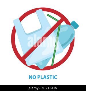 No plastic bag slogan, vector illustration Stock Vector