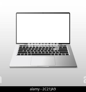 Realistic modern laptop computer isolated on white background, vector illustration Stock Vector
