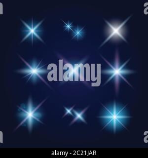 Lens flares and lighting effects, vector illustration Stock Vector