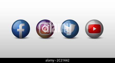 Social media 3D icon set Stock Vector
