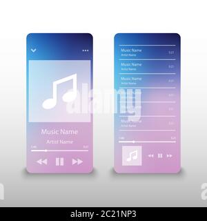 Music player interface application, vector illustration Stock Vector