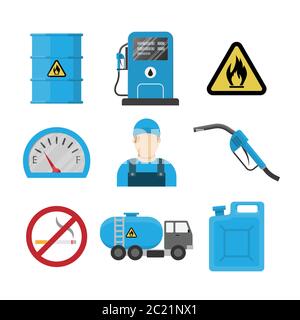 Gas station flat design icon, vector illustration Stock Vector