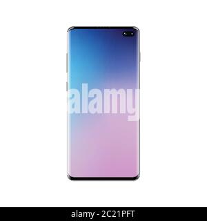 New frameless smart phone 2019 mockup template isolated on white background, vector illustration Stock Vector