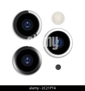 Icon mobile phone triple camera. Three eyed modern multifunctional camera  in the new smartphone perform advanced functions. Simple flat vector image  i Stock Vector Image & Art - Alamy