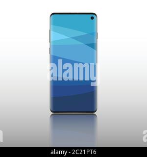 Frameless smart phone mockup template isolated on white background, vector illustration Stock Vector