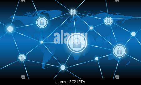 Cyber technology security, network protection background design, vector illustration Stock Vector