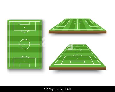 Soccer field, football field in perspective view on white background, vector illustration Stock Vector