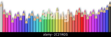 Color pencils set on white background, vector illustration Stock Vector