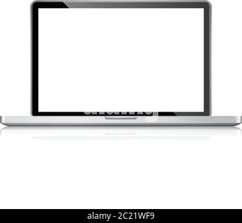 Realistic laptop, computer notebook with empty screen, vector illustration Stock Vector
