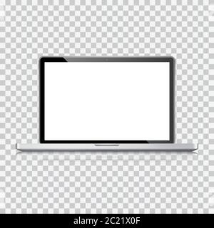 Realistic laptop, computer notebook with empty screen, vector illustration Stock Vector