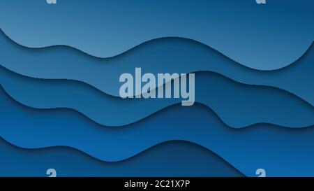 Blue Abstract Background Design, Paper cut design, vector illustration Stock Vector