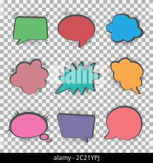 Speech bubbles set, Halftone shadows, vector illustration Stock Vector