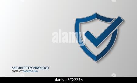 Cyber technology security, Shield on empty screen, netwok protection background design, vector illustration Stock Vector